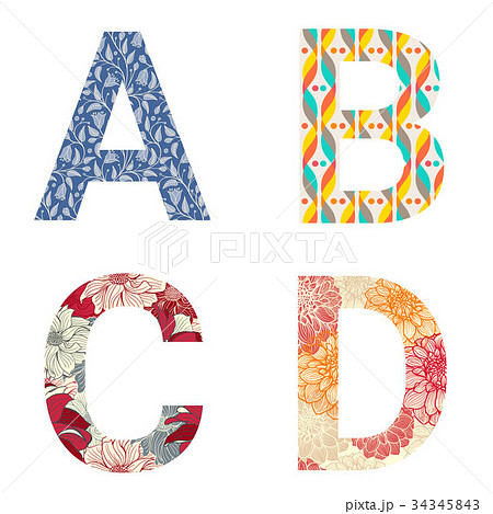 Set of Colorful patterned letters 34345843