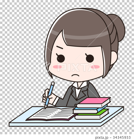 資格や入社試験などの勉強をする女性 資格や入社試験などの勉強をする女性 34345933