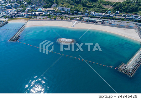 ふたみシーサイド公園（愛媛県伊予市双海町）を上空から望む風景 34346429
