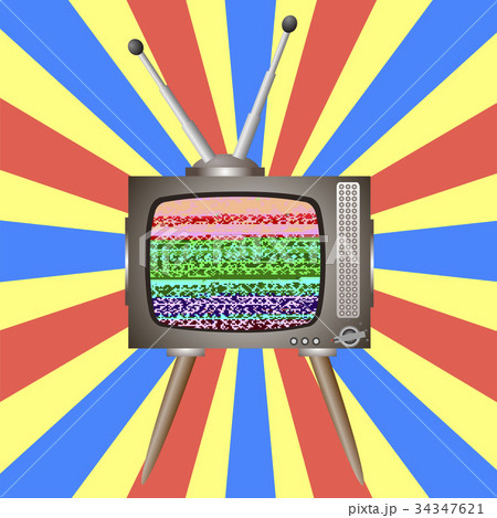 Old Broken Television. Glitch on Retro TV Screen Old Broken Television. Glitch on Retro TV Screen 34347621