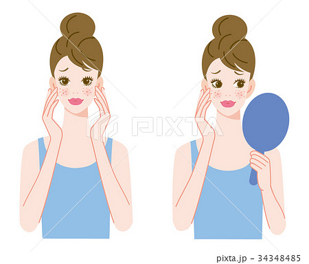 女性　肌荒れ　鏡 34348485