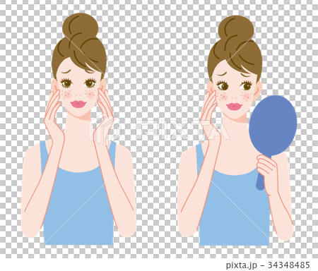 女性　肌荒れ　鏡 34348485
