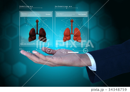 Young doctor showing lungs 34348759