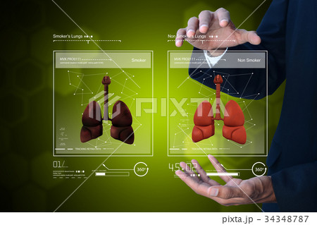 Young doctor showing lungs 34348787