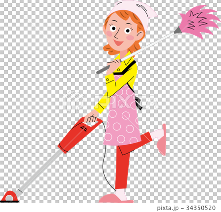 Illustration of a woman wearing an apron and a... - Stock Illustration ...