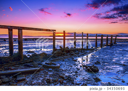 Cleveland jetty at sunset 34350693