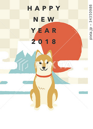 年賀状テンプレート 柴犬のイラスト素材 34350986 Pixta