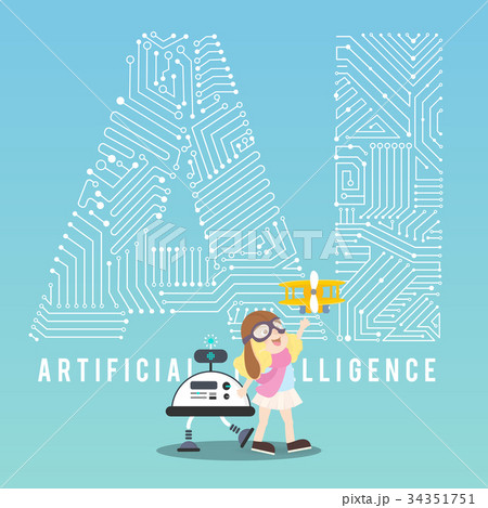 AI robot with assistant illustration design AI robot with assistant illustration design 34351751