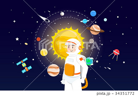 Astronaut with solar system illustration design Astronaut with solar system illustration design 34351772