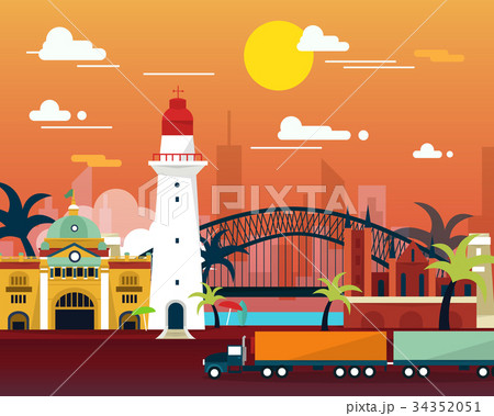 Famous landmark in Australia flat design Famous landmark in Australia flat design 34352051