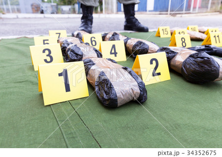 Drug evidence seized during the police raid 34352675