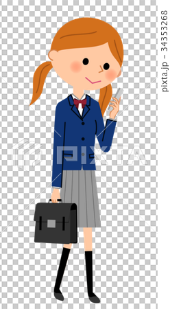 歩きスマホをする女子高生 34353268