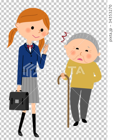 歩きスマホをする女子高生 34353270