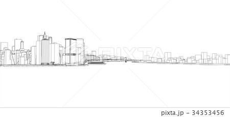 Wire-frame New York City, Blueprint Style 34353456