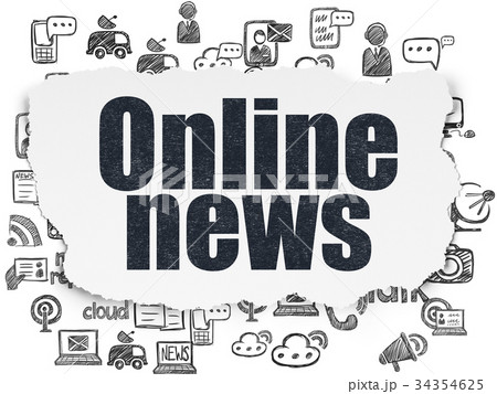 News concept: Online News on Torn Paper background 34354625