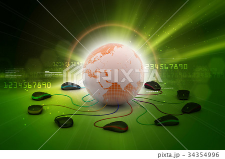 Globe connecting with computer mouse 34354996