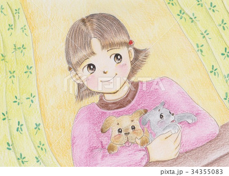 窓辺の少女のイラスト素材