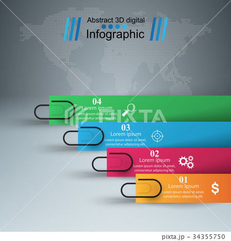 Business Infographics origami style. Clip, pin 34355750