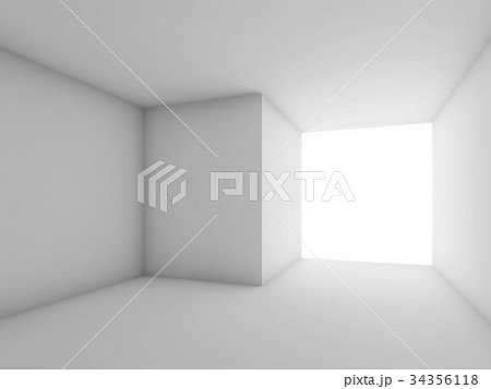 Abstract white contemporary interior, empty room 34356118