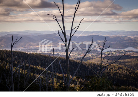 View from Mount Wellington overlooking Hobart 34356359