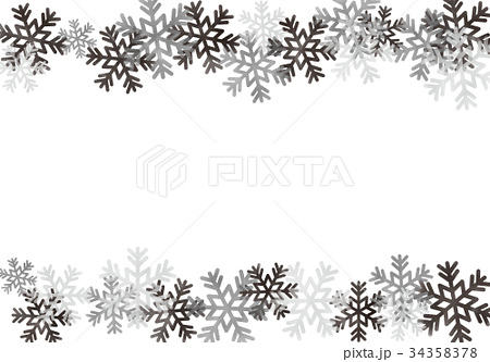 水彩フレーム 雪の結晶 モノクロのイラスト素材 34358378 Pixta