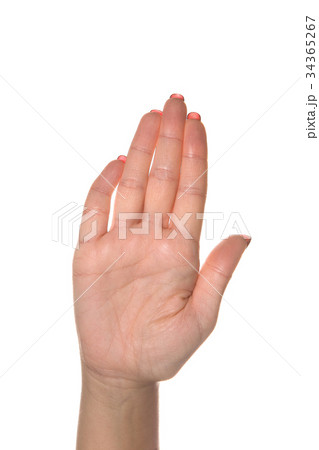 Brush a woman's hand with a crooked little finger. Brush a woman's hand with a crooked little finger. 34365267