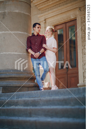 couple in a town 34368525