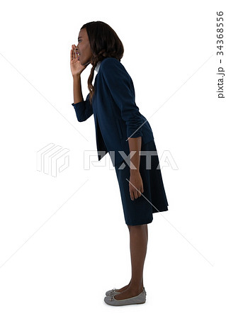 Side view of businesswoman shouting Side view of businesswoman shouting 34368556