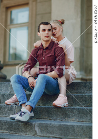 couple in a town couple in a town 34368567