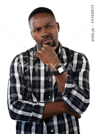 Man gesturing against white background 34368635