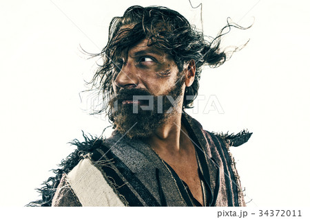 Portrait of a brutal bald-headed viking in a 34372011