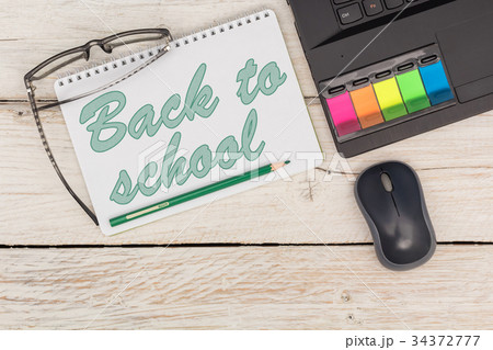 Stationery and text in Notepad: Back to school Stationery and text in Notepad: Back to school 34372777