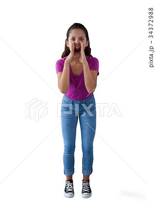 Angry girl screaming 34372988