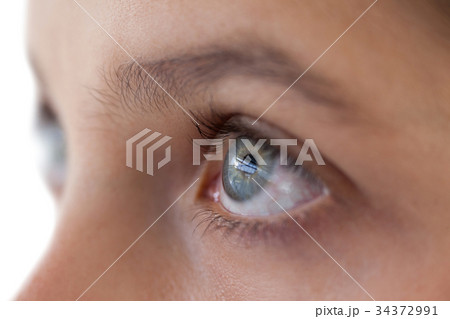 Girls eye and nose against white background 34372991