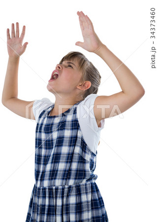Girl shouting against white background 34373460