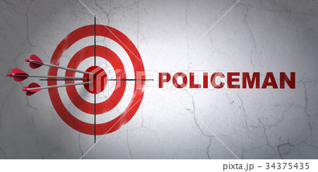 Law concept: target and Policeman on wall Law concept: target and Policeman on wall 34375435
