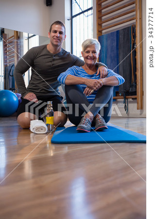 Portrait of physiotherapist and senior woman Portrait of physiotherapist and senior woman 34377714