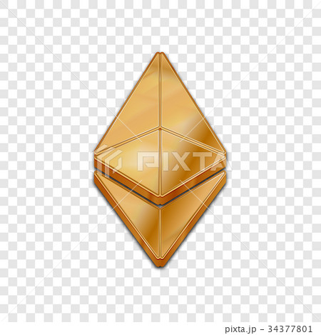 Golden Ethereum coin trendy 3d style vector icon. 34377801