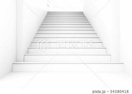 Conceptual whit blank staircase go to light at the 34380418