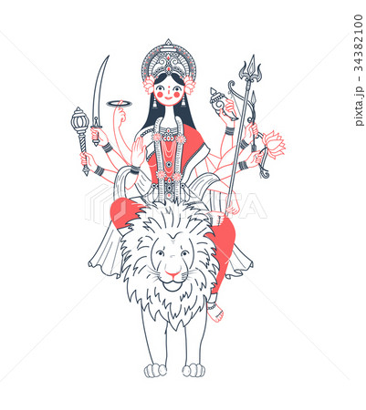 Icon of Goddess Durga   two colors 34382100