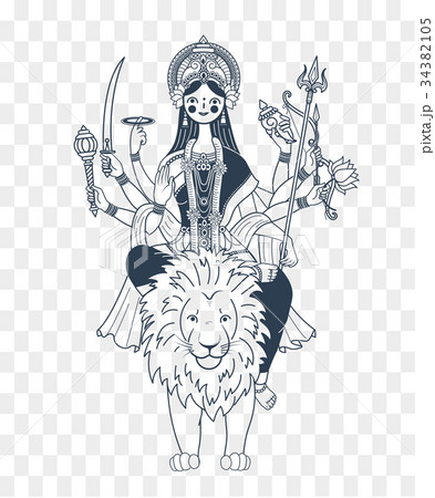 silhouette of Goddess Durga many hands 34382105