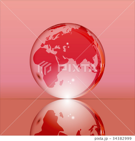 Red shining transparent earth globe Red shining transparent earth globe 34382999