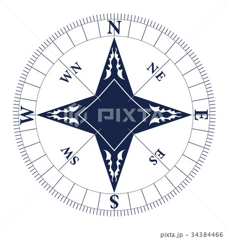 Wind rose vector illustration. Nautical compass 34384466