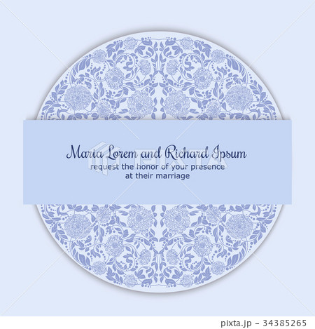 Wedding invitation decorated with round ornament Wedding invitation decorated with round ornament 34385265