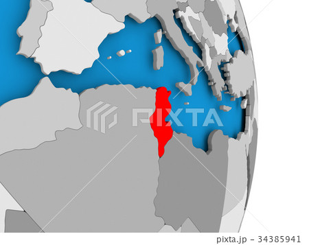 Tunisia on globe Tunisia on globe 34385941