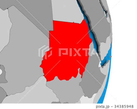 Sudan on globe 34385948