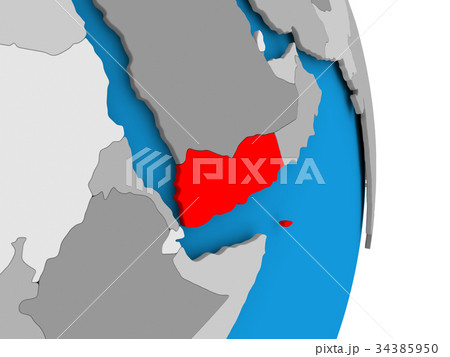 Yemen on globe 34385950