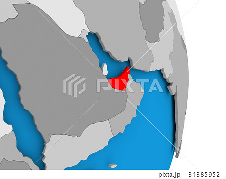 United Arab Emirates on globe 34385952