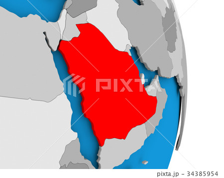 Saudi Arabia on globe 34385954