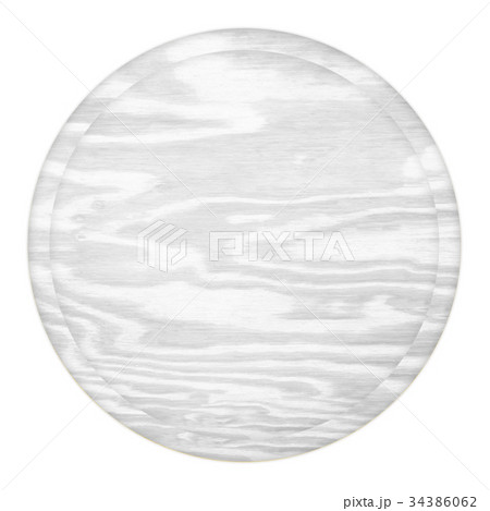 round wooden plate top view on white background 34386062